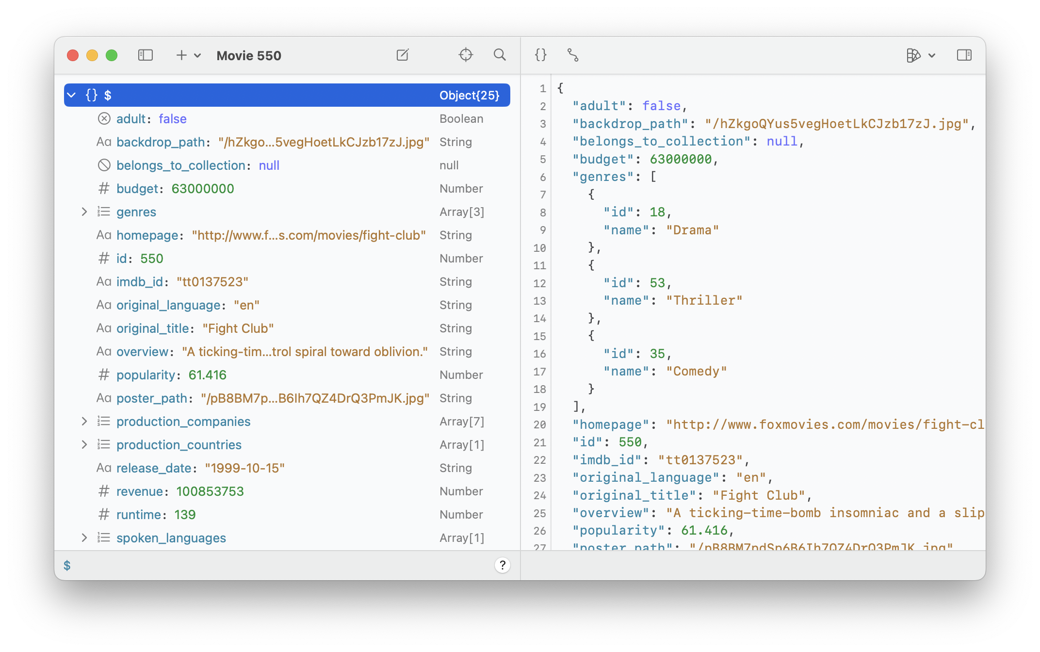 Screenshot of Viewer of OK JSON